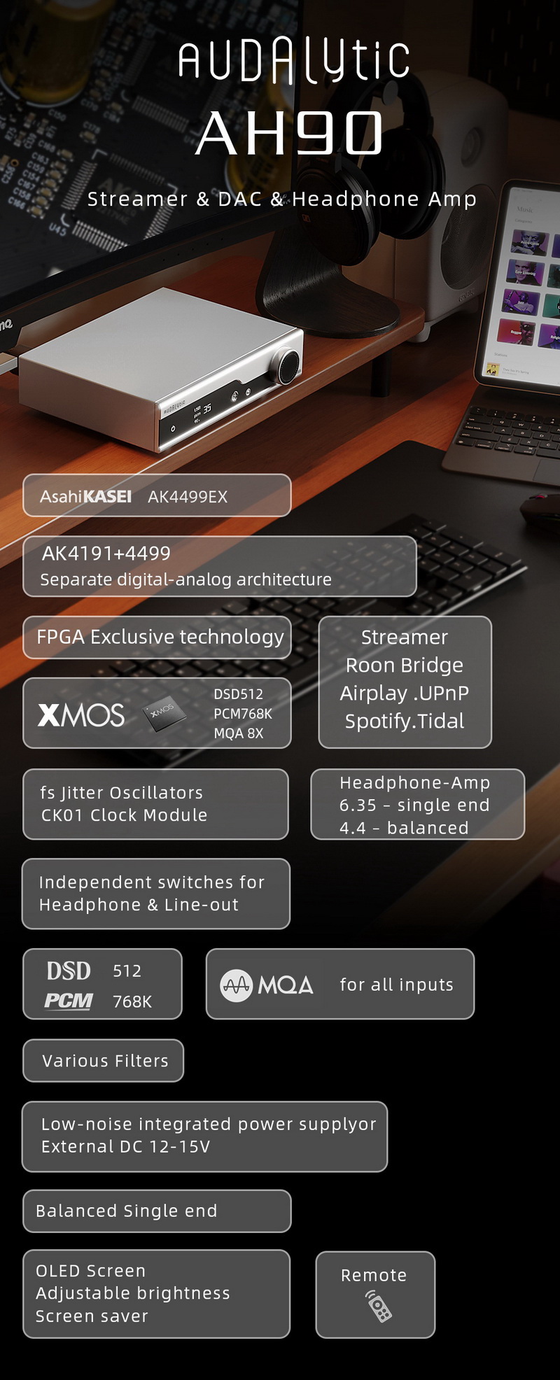 Gustard AH90 Streamer DAC/AMP ชิป AK4191+AK4499 รองรับ MQA, Roon Bridge ประกันศูนย์ไทย