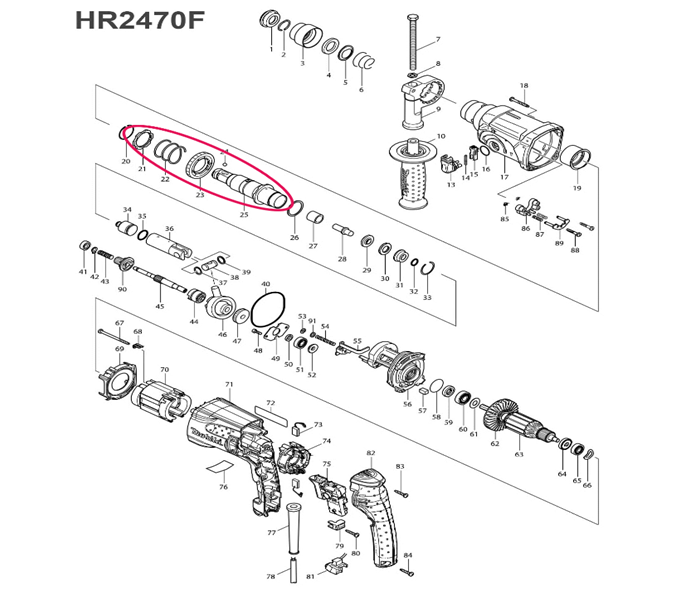 ชุดเพลาจับดอก สว่านโรตารี่ Makita มากีต้า HR2470F