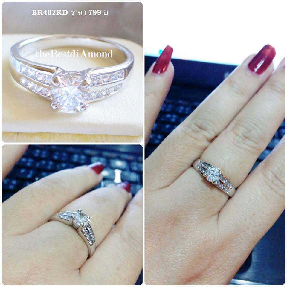 BR407RD+++แหวนชู 50 สตบ่าข้าง 2 แถว++ เรียบๆ แต่หรูหรา อยู่ได้นานไม่มีout เหมือนจริงสุดๆๆเพชรแวววาวมาก ใส่แล้วขับให้นิ้วเรียวสุด ไม่ควรพลาดนะคะ