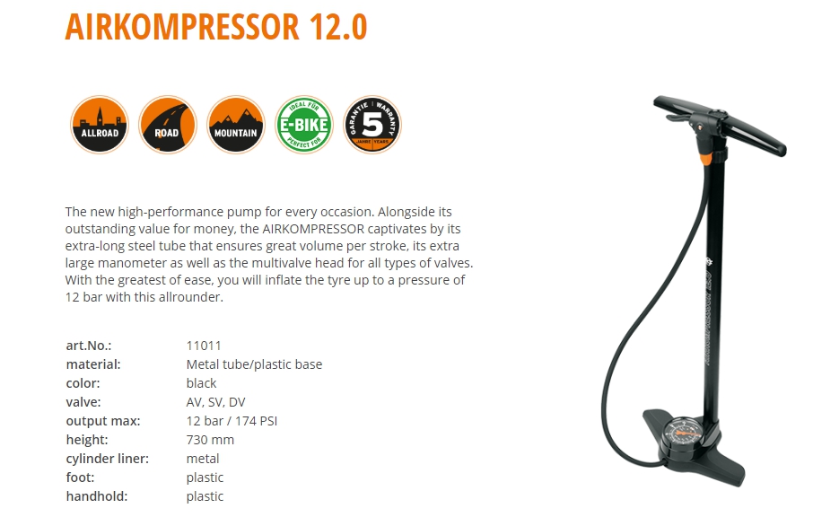 สูบตั้งพื้น SKS AIRKOMPRESSOR 12.0, 174 PSI 12 BAR ด้ามเหล็ก
