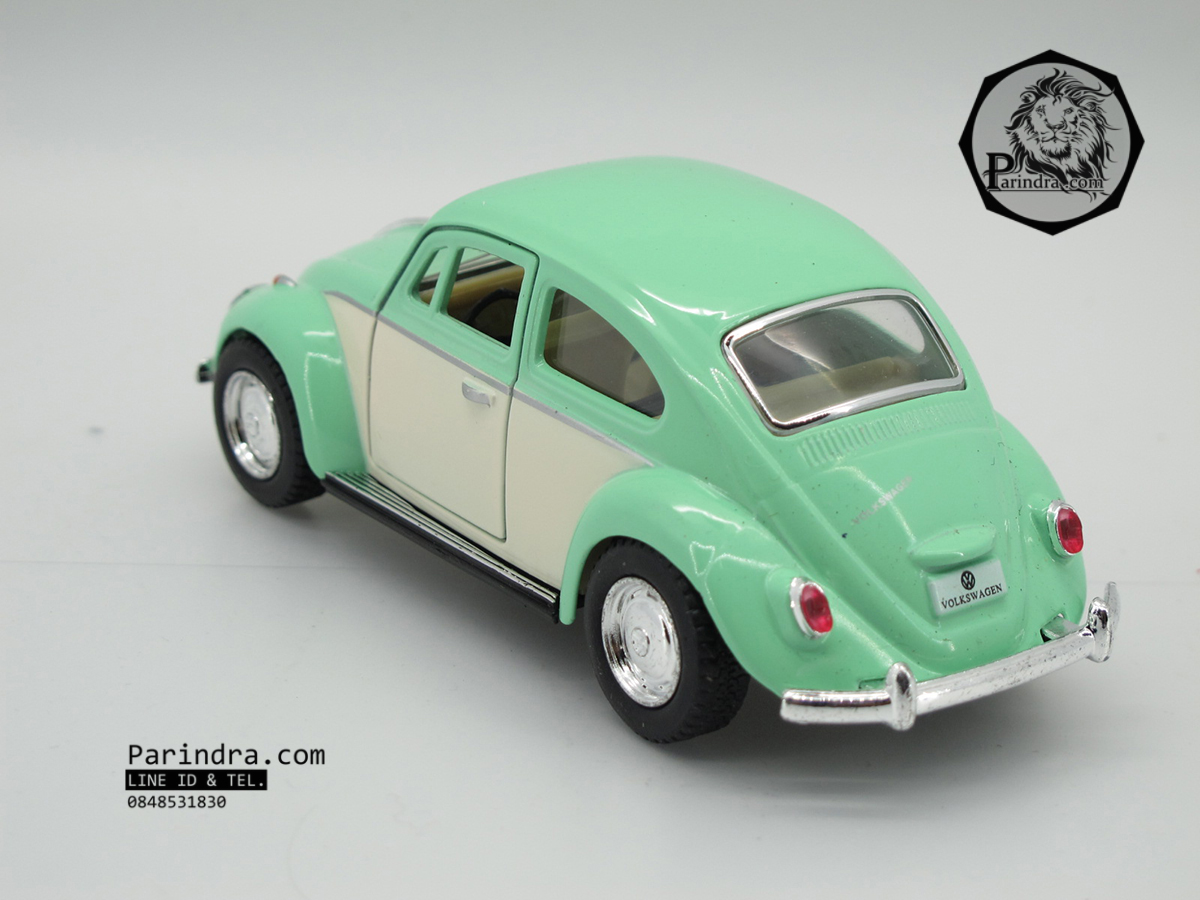 โมเดลรถเหล็กรถเต่า Volkswagen 1967 อัตราส่วน 1:32 สีเขียวอ่อน ประตูขาว