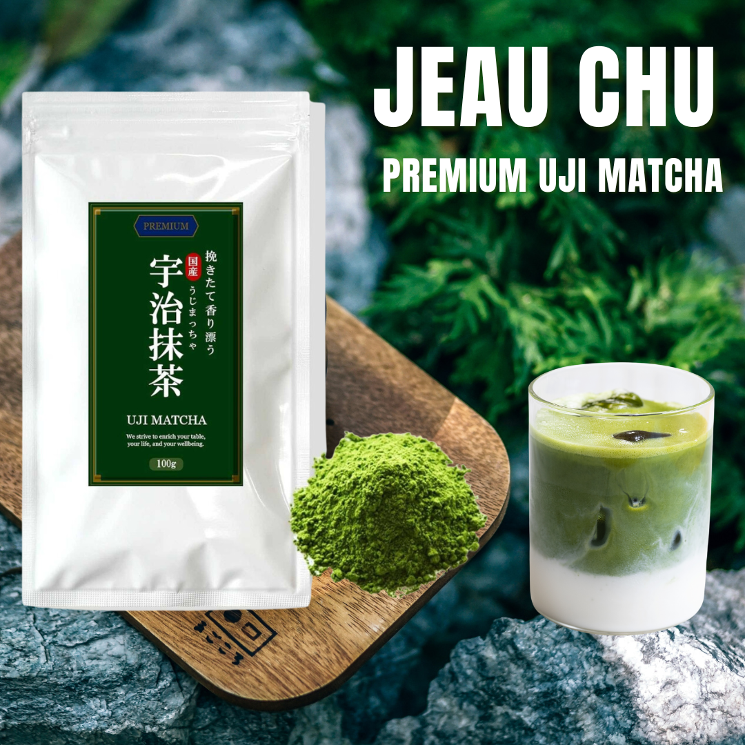 JEAU CHAU Uji Matcha พรีเมี่ยม มัทฉะแท้ 100% จากเกียวโต ขนาด 100 g.
