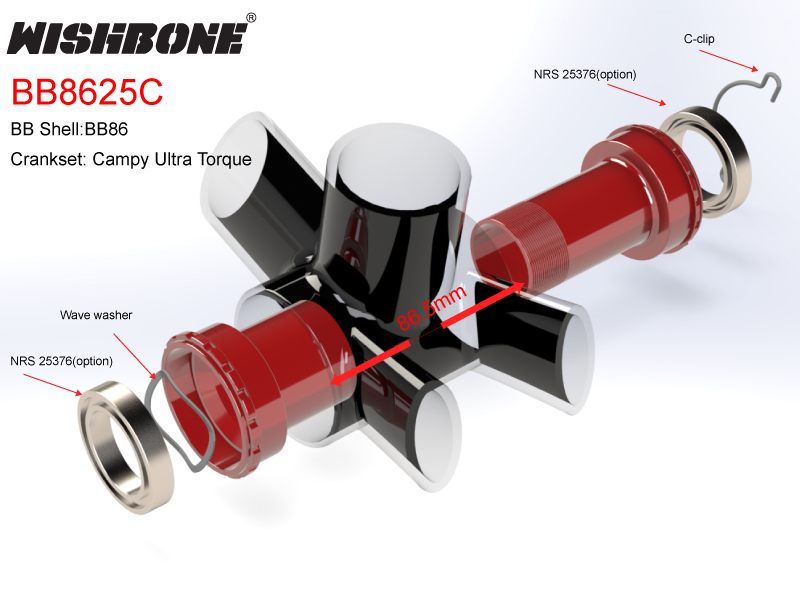 WISHBONE BB86-25c จาน CAMPAGNOLO ULTRA TORQUE, FOR FRAME GIANT, BMC, ORBEA, STROCK, SCOTT, etc