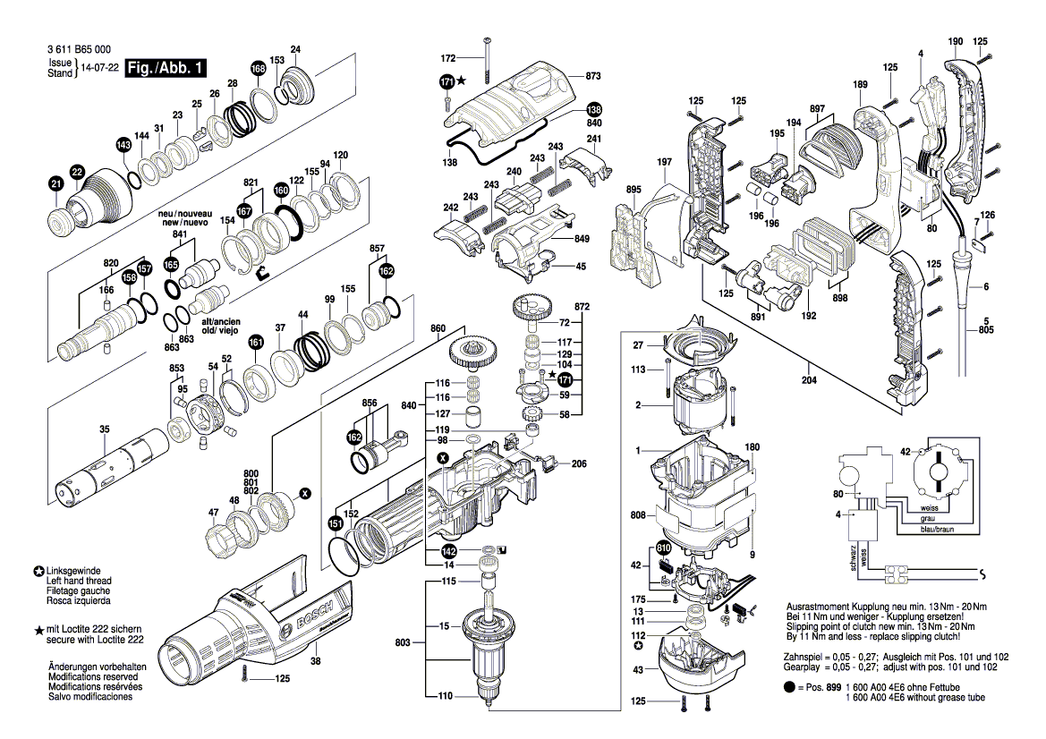 GBH 8-45 D สว่านโรตารี่ BOSCH Spare Parts