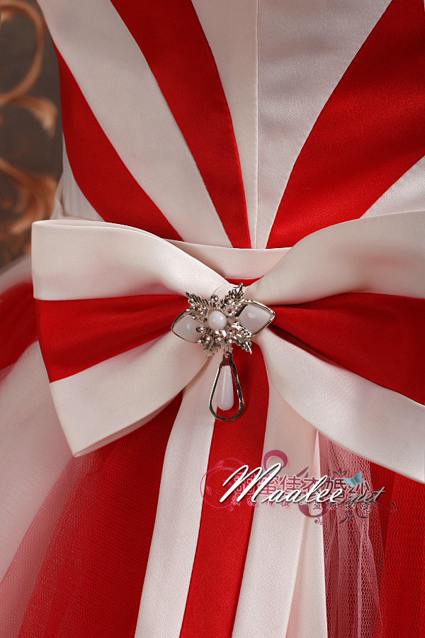 พร้อมเช่า ชุดแฟนซี ชุดราตรีสั้น เกาะอก กระโปรงสุ่ม ลายทางริ้ว เก๋มาก มี 3 สี