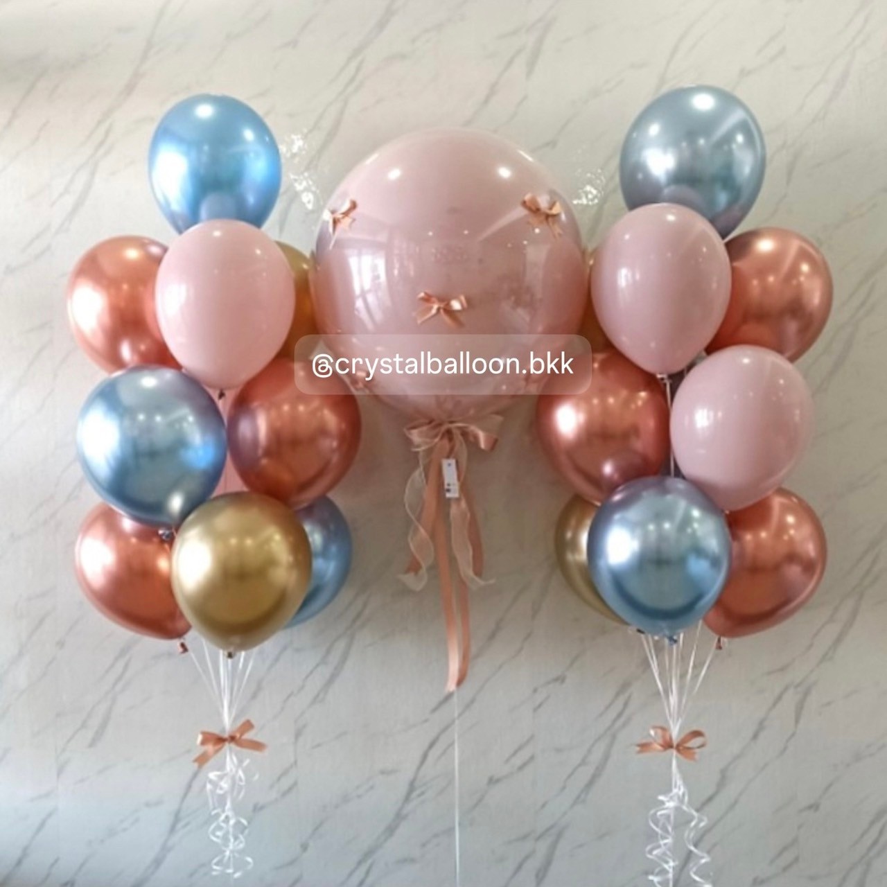 ลูกโป่ง แสดงความยินดี ลูกโป่งยาง ขนาด 24" สี Dusk Pink 1 ลูก พร้อมตกแต่ง ช่อลูกโป่ง ช่อ 10 ลูก 2 ช่อ สีโครเมี่ยม พร้อมตกแต่ง สามารถเปลี่ยนสีลูกโป่ง/เปลี่ยนข้อความ/เปลี่ยนขนาดได้