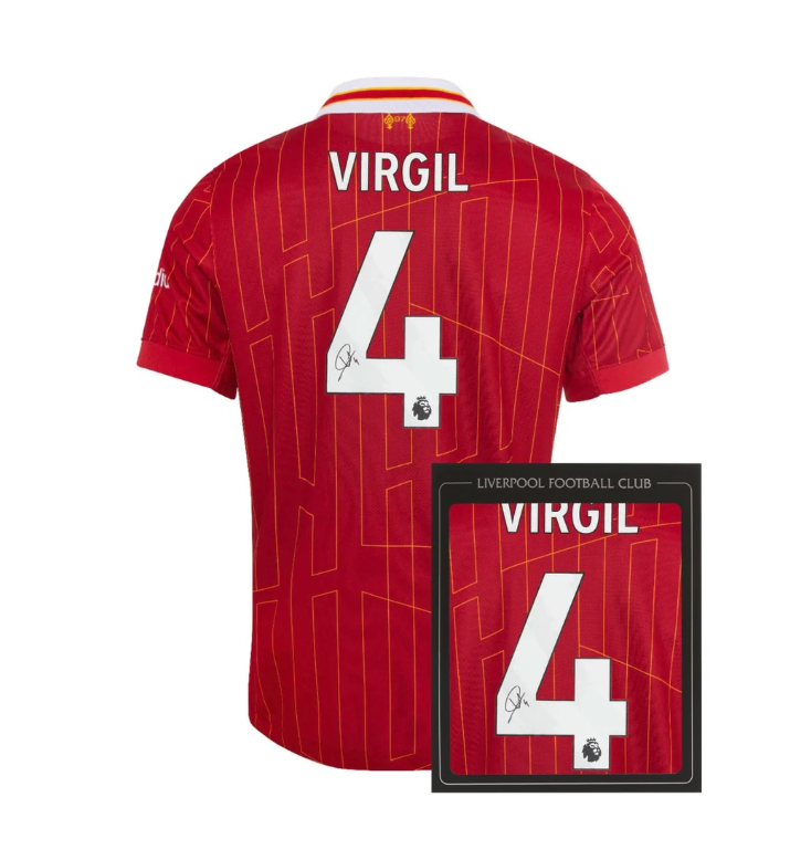 เสื้อลิเวอร์พูล 2024 2025 ลายเซ็นต์ VIRGIL 4 มีใบรับรองลายเซ็นต์มือของแท้ในกล่อง