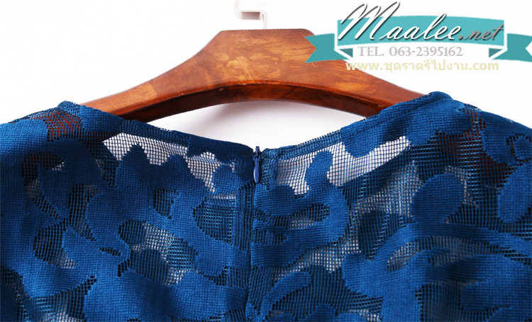 พร้อมส่ง ชุดเดรส/ชุดออกงาน ผ้าเกาหลี ผ้าโปร่งปักแขนสั้นลายดอกไม้ สีดำ (ซิปหลัง) XL , 2XL