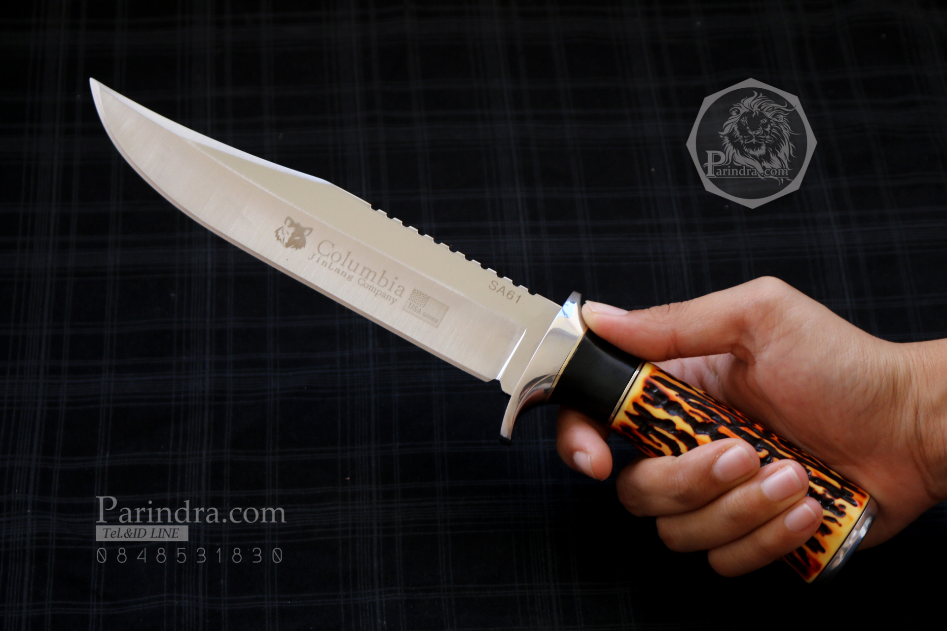มีด Columbia Huanting รุ่น SA61 ด้ามลายเขากวาง ใบมีดออกแบบสวย ขนาด 12 นิ้ว