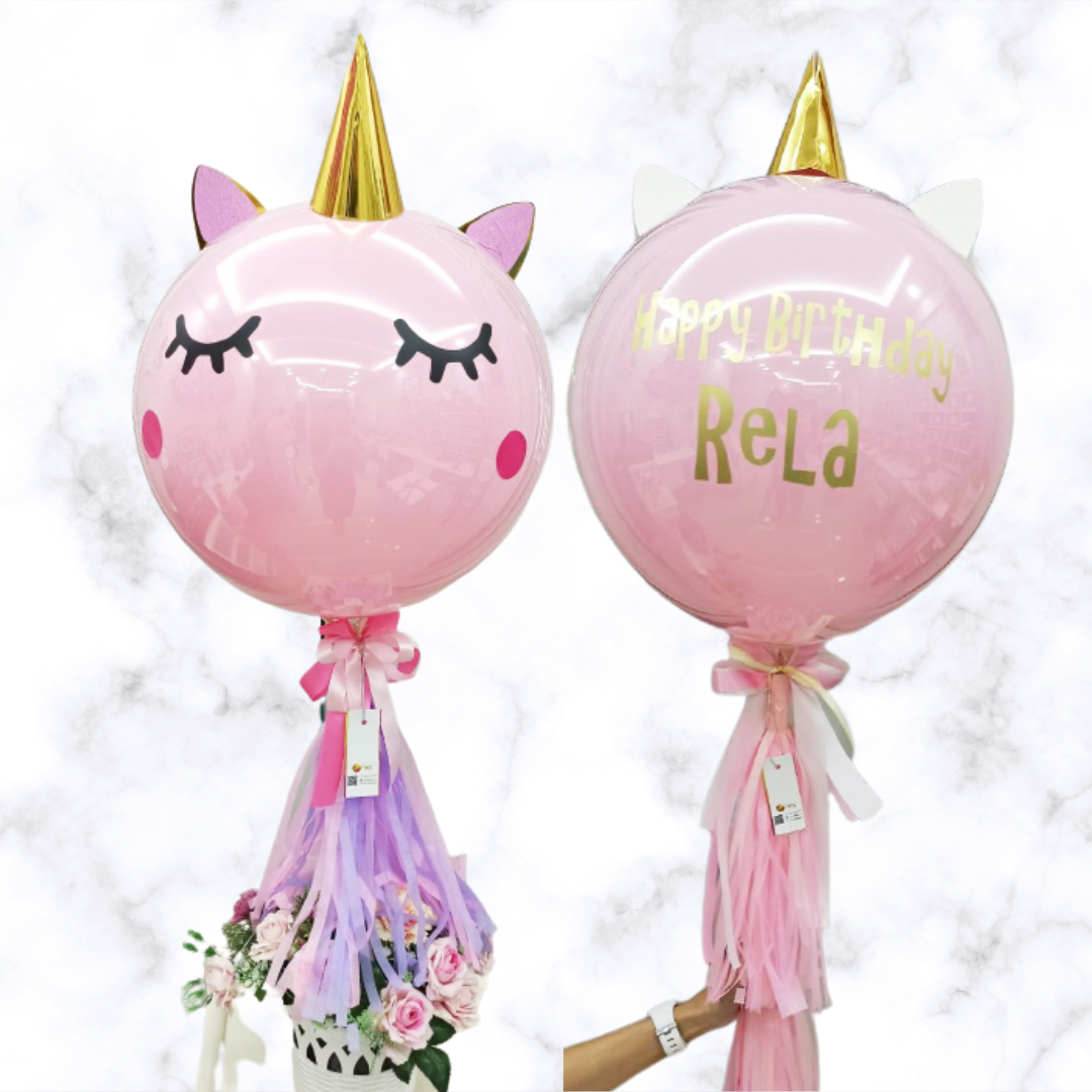 ลูกโป่ง วันเกิดเด็กหญิง Unicorn Air Filled ขนาด 18" (ไม่ลอย/ใส่ก้านพร้อมตกแต่ง) สามารถเปลี่ยนสีลูกโป่ง/เขียนคำอวยพรบนลูกโป่งได้