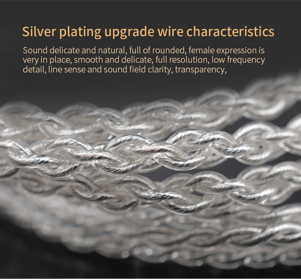 ขาย KZ Crystal สายอัพเกรดหูฟัง ทองแดงชุบเงินถัก คุณภาพสูง