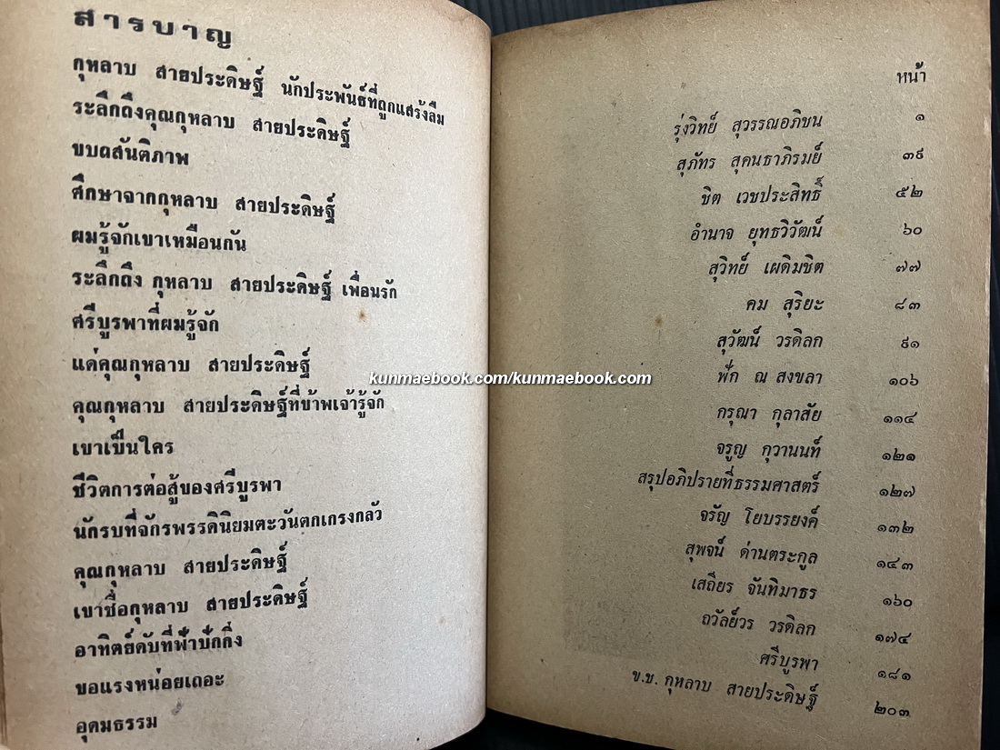 ชีวิตการต่อสู้ของ กุหลาบ สายประดิษฐ์ / จรัส รจนาวรรณ รวบรวม