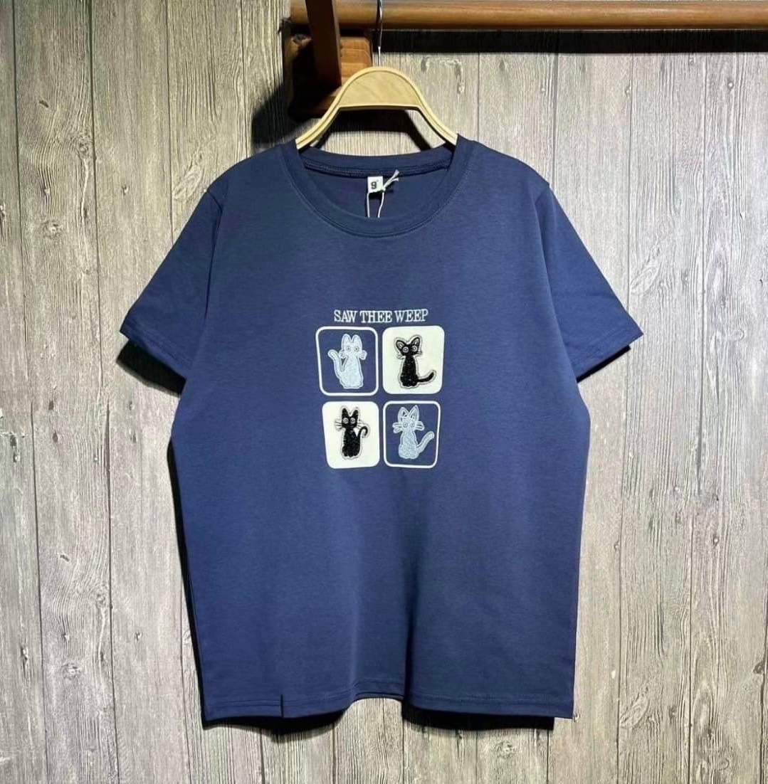 เสื้อยืดปักลายแมว 9am