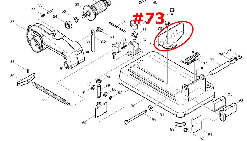 แผ่นประคองชิ้นงาน Maktec MT240, MT241, MT243, M2401 [#73] Pn.345315-1 (แท้) ##