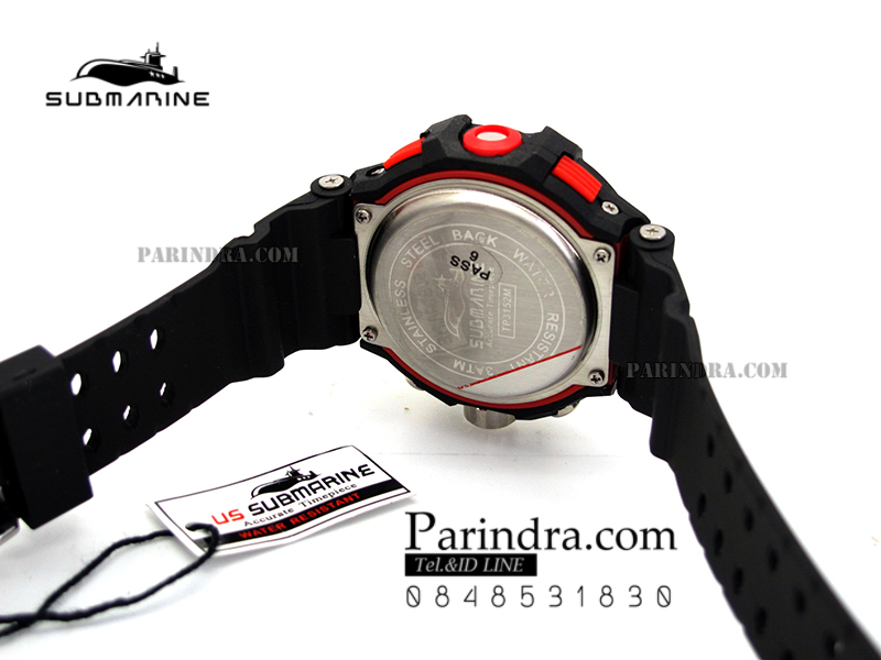 นาฬิกา US submarine Protector รุ่น TP3152M สีดำแดง พื้นหลังดำ