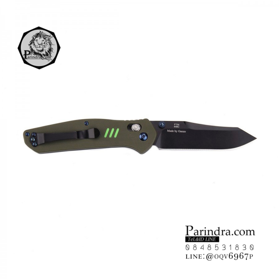 มีดพับ Ganzo รุ่น KNIFE FIREBIRD F7563 GR ด้ามสีเขียวใบมีดดำ ของแท้ 100%