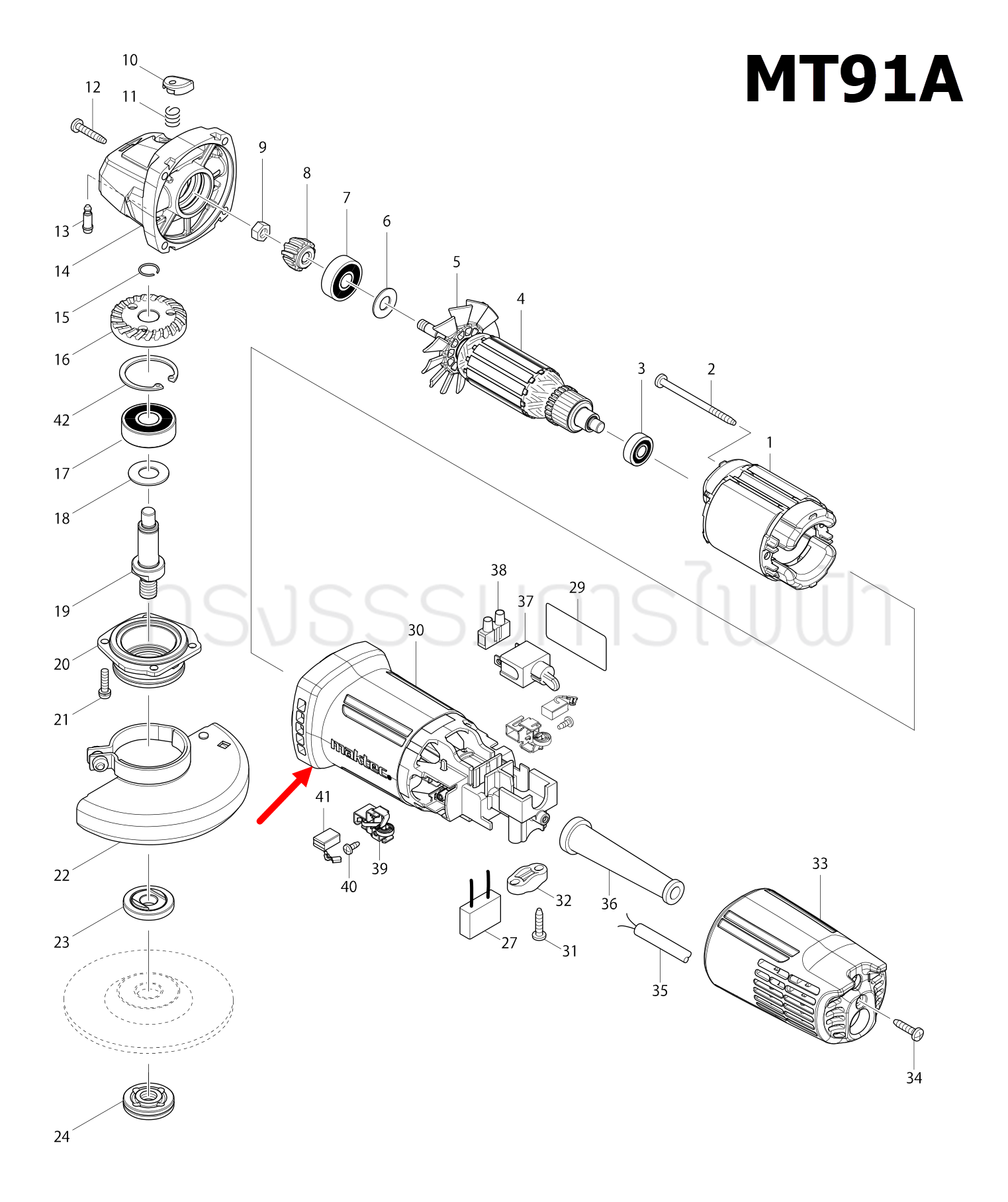 เสื้อฟิลคอยล์ หินเจียรคอตรง มาคเทค-Maktec MT91A Pn.454233-3 (แท้) ## (*)