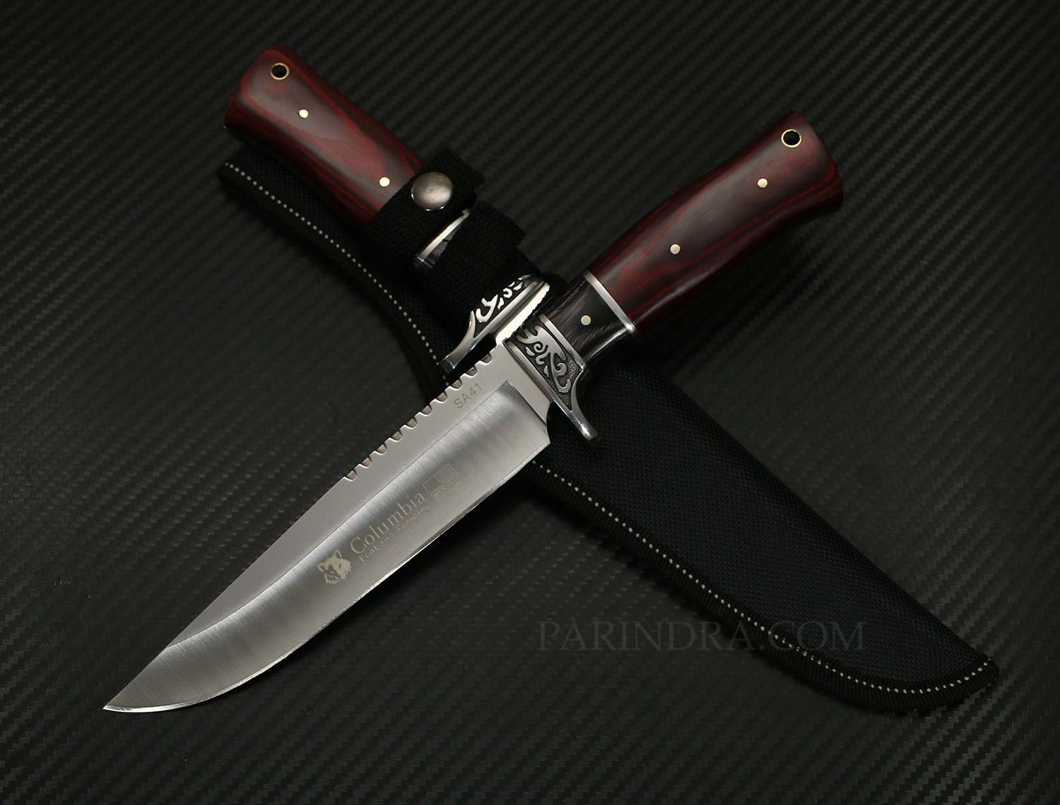 มีดเดินป่า COLUMBIA รุ่น SA41 ด้ามไม้สีน้ำตาลแดง ทรงใบมีดสวย
