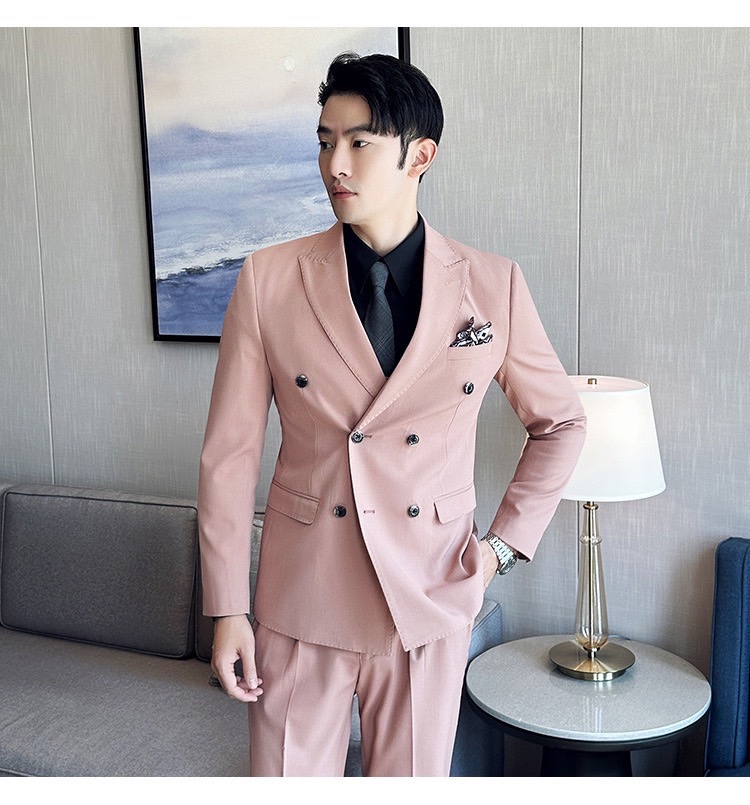 Preorder ชุดสูทชาย สีชมพูนู๊ด 4 กระดุม (ไม่มีเสื้อกั๊ก)