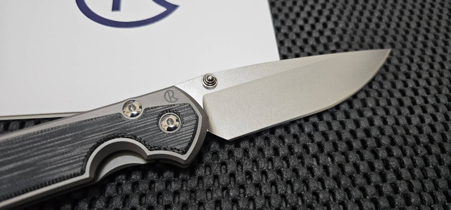 Chris Reeve Large Sebenza 31 Inlay LH Drop Point Glass Blasted Black Canvas Micarta CPM MagnaCut (LHมือซ้าย)