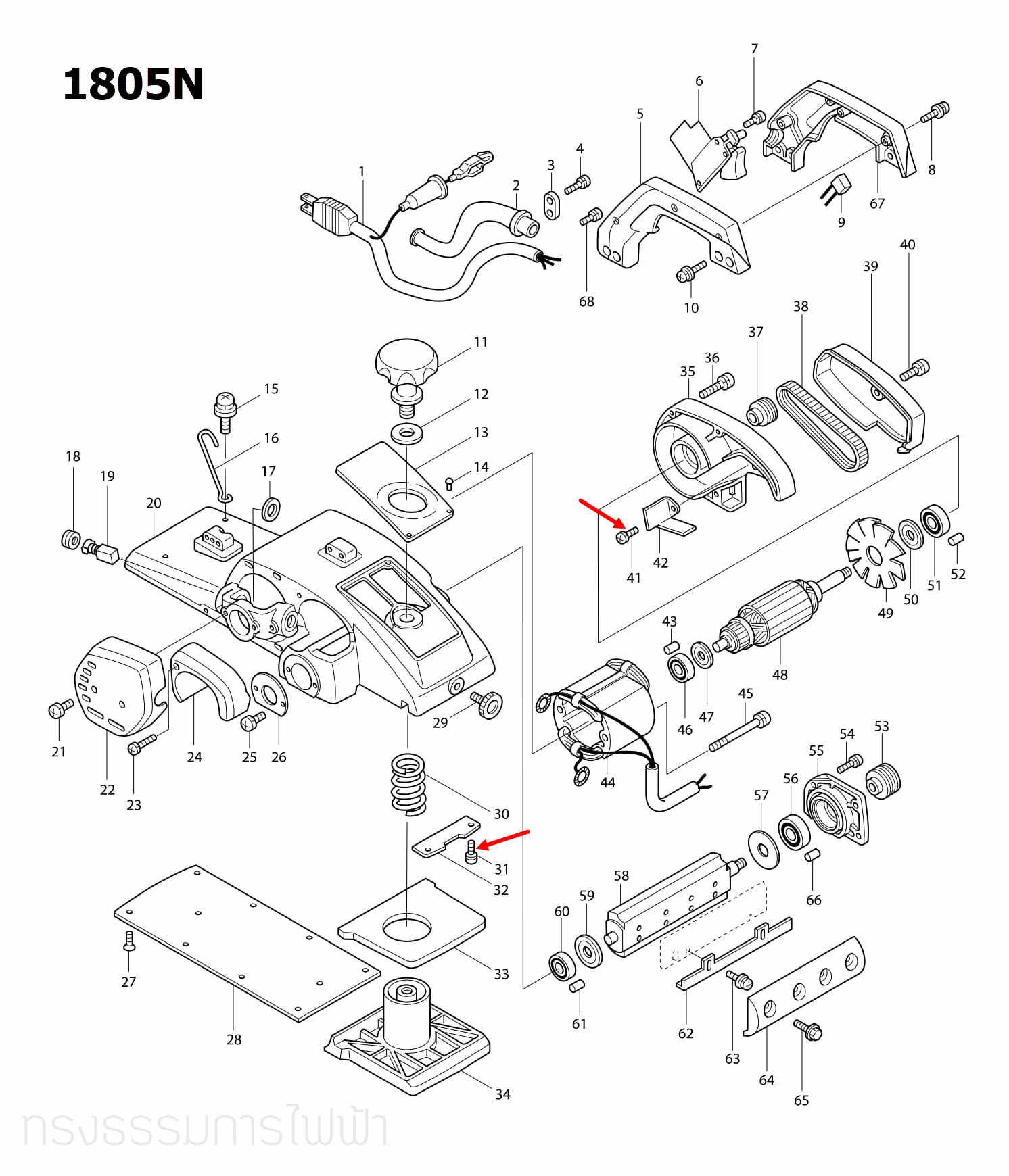 PAN HEAD SCREW M4X8 Makita มากีต้า 1600, 1804N, 1805N, 3501N, 5103N, 5201N, 5401N, 5402, 6905B Pn.911106-8 (แท้) ##