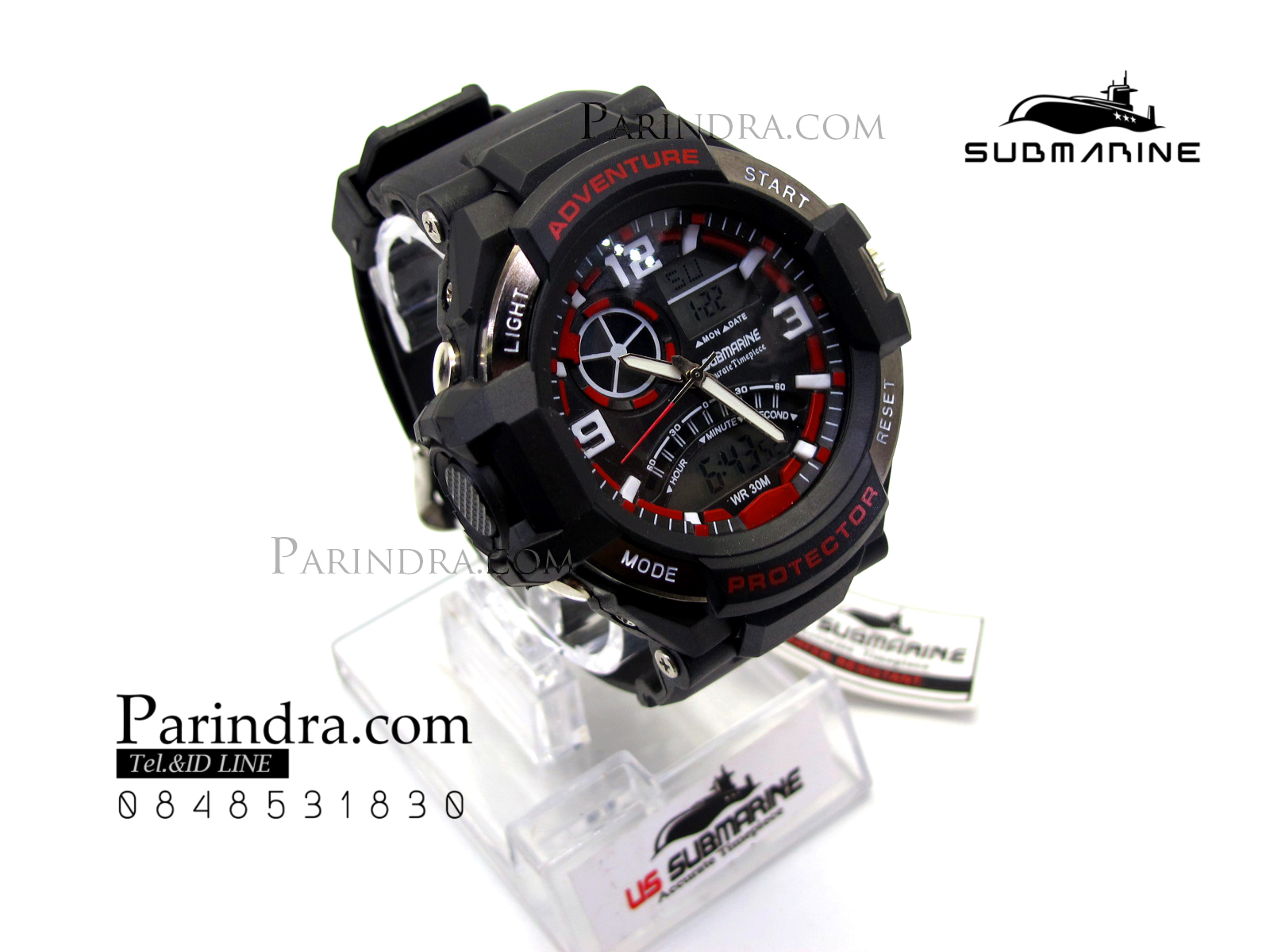 นาฬิกา US submarine Adventure Protector รุ่น TP3156M สีดำตัดแดง(พื้นเทา)