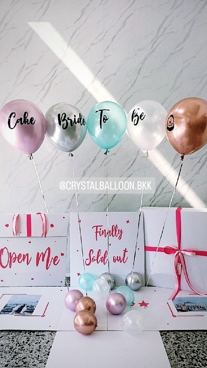 Surprise Box กล่องเซอร์ไพรส์ Birde To Be พร้อมตกแต่ง ลูกโป่ง 5 ลูก,สามารถใส่รูปได้ 2 ใบ สามารถเปลี่ยนสีลูกโป่ง/เปลี่ยนข้อความได้