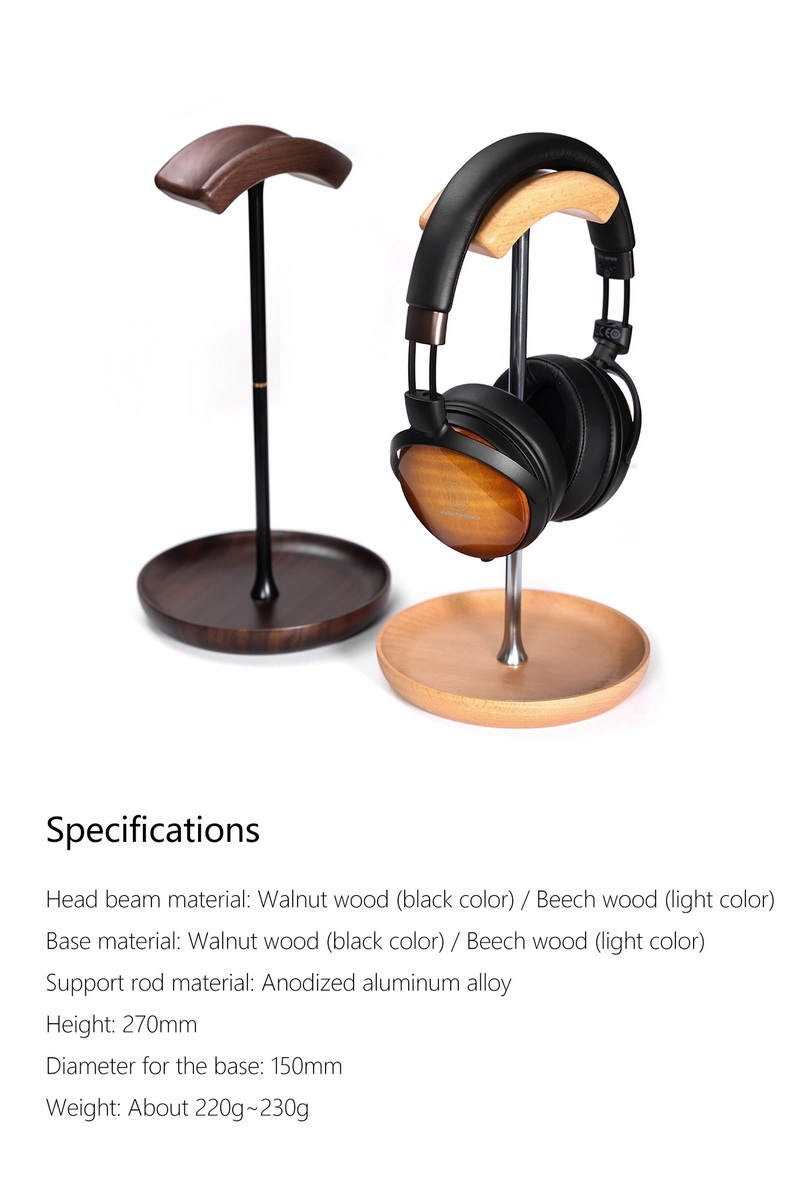 DD HS270W ขาตั้งหูฟังผสมผสานระหว่างไม้และโลหะ ไม่ล้มง่าย คานศีรษะที่ถอดออกได้