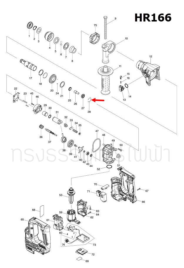 RING SPRING 23 สว่านโรตารี่ Makita มากีต้า HR166, HR166D [#28] Pn.232343-4 (แท้) ##