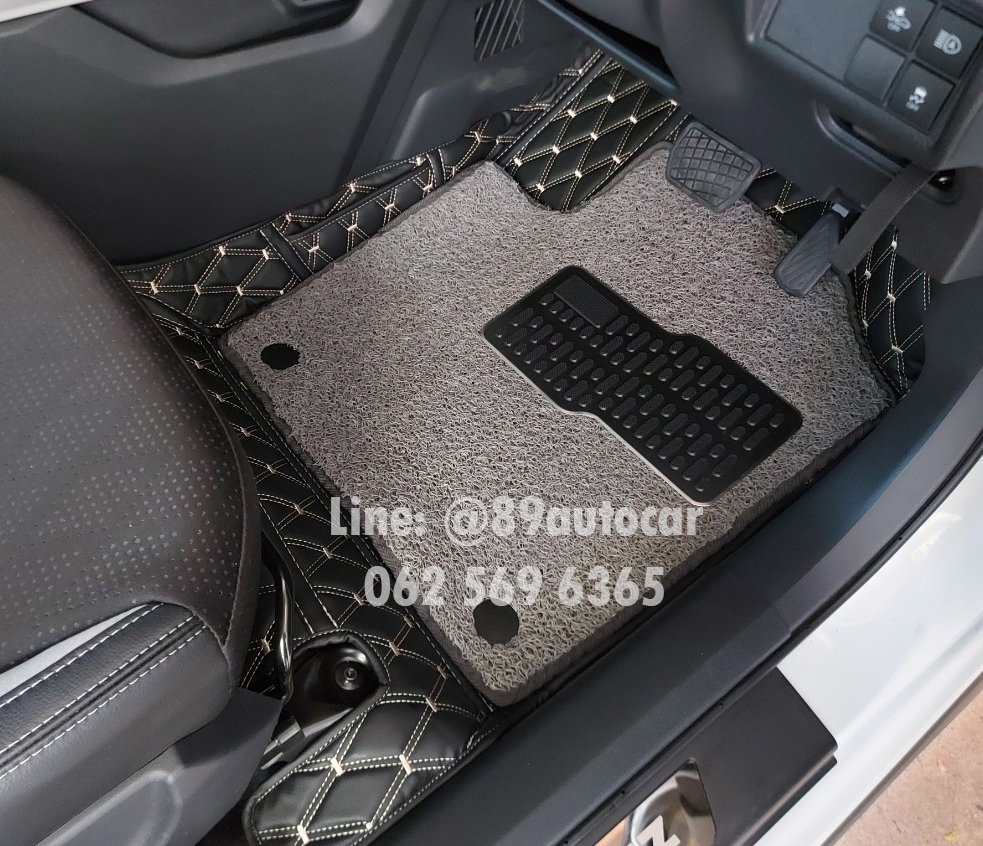 พรมรถยนต์ Toyota Veloz ปูพรมvvip สีดำด้ายทอง + ไวนิลดักฝุ่นสีเทา