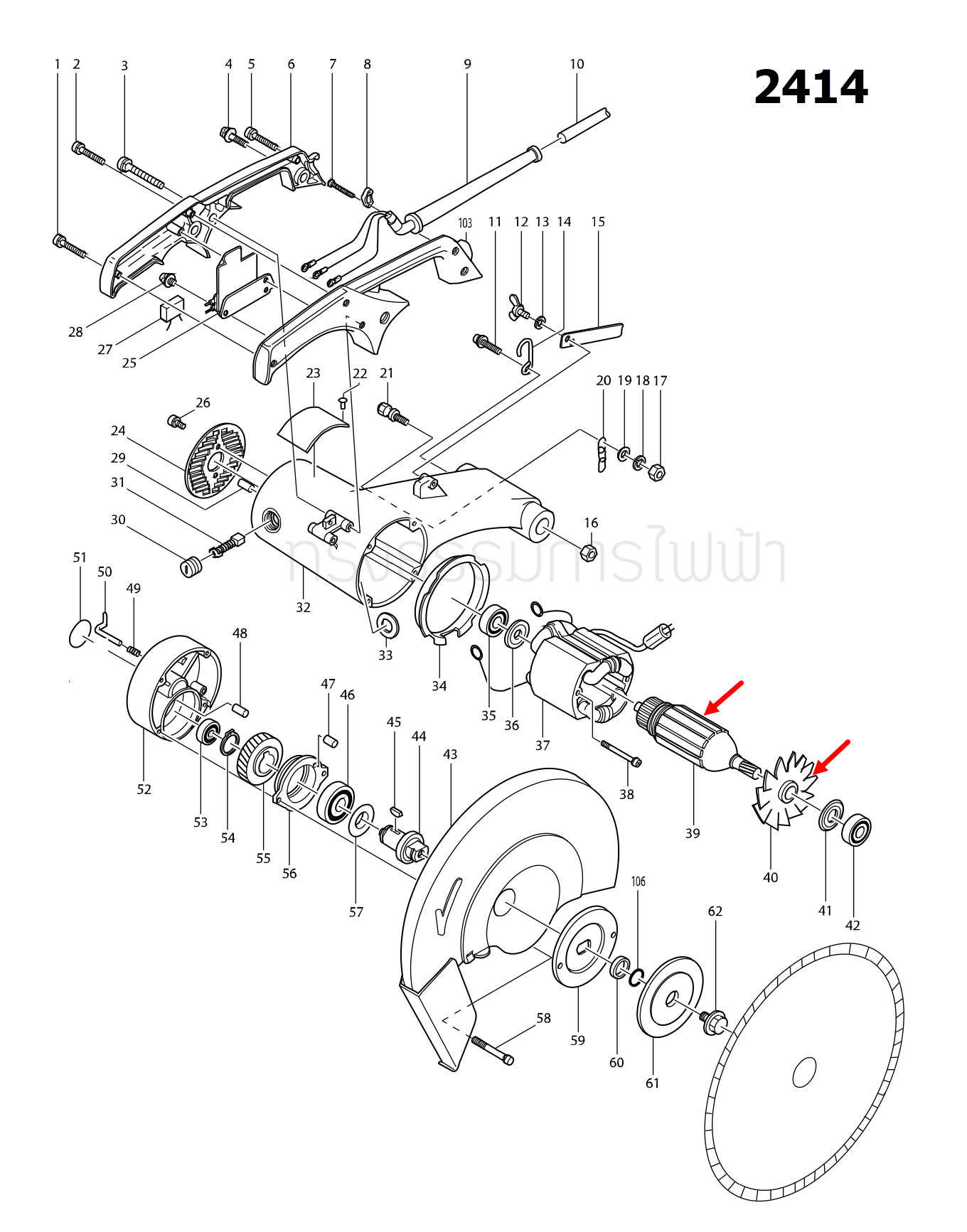 ทุ่น เครื่องตัดเหล็ก มากิต้า Makita รุ่น 2412N, 2414 (แท้) ##