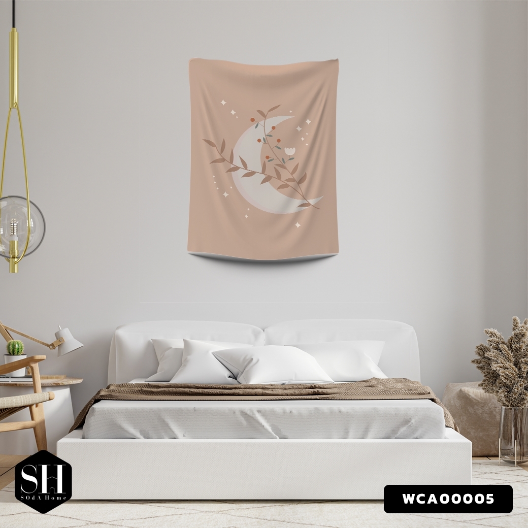ผ้าติดผนัง ผ้าแขวนผนัง ผ้าตกแต่ง Moonlight WCA00005 #SOdAhome #SOdAPrintinG #WallCloth