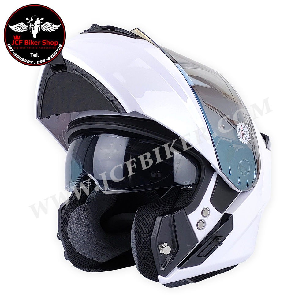 หมวกกันน๊อคเต็มใบเปิดคางได้ หมวกกันน็อค Bilmola Helmet รุ่น Explorer Flip-up 2022 สี PLAIN PEARL WHITE