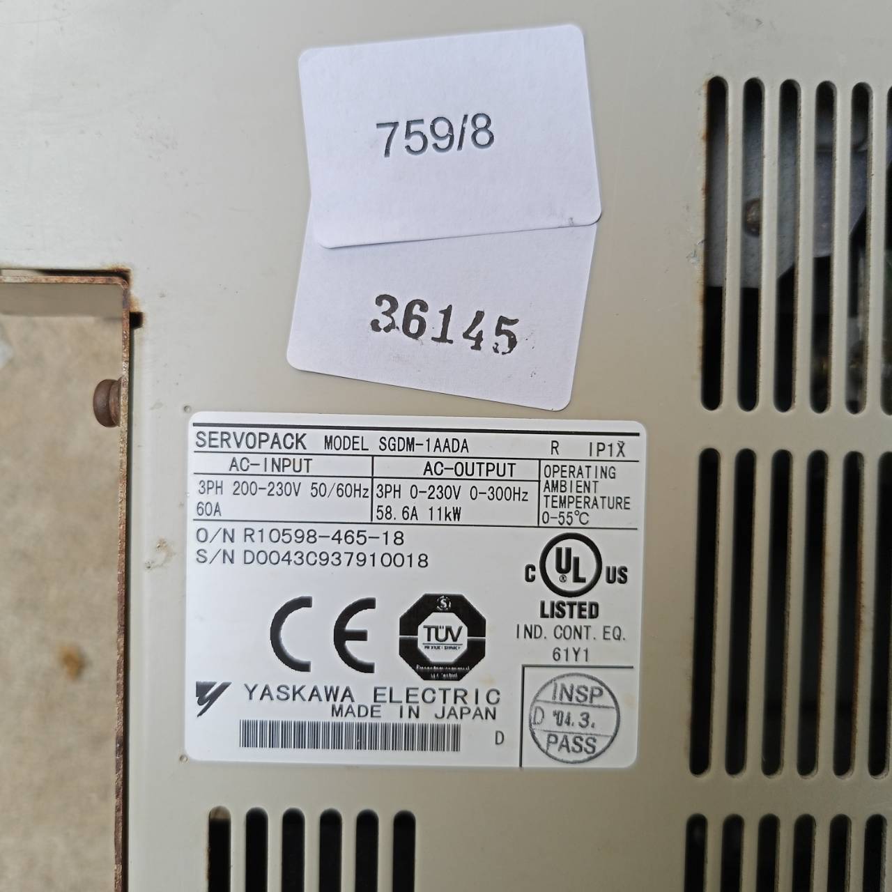 SGDM-1AADA SERVO DRIVE “ YASKAWA ”