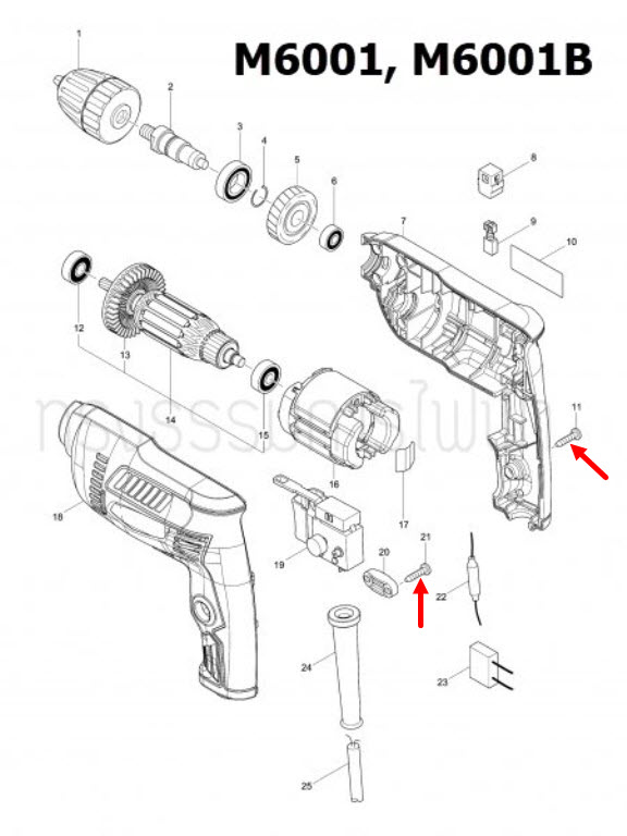 TAPPING SCREW 4X18 Makita, Maktec MT190, MT560, DDF486, M1100, M1100KX1B, M1901, GA5010, GA5020, M6001, M6001B Pn.266326-2 (แท้)+