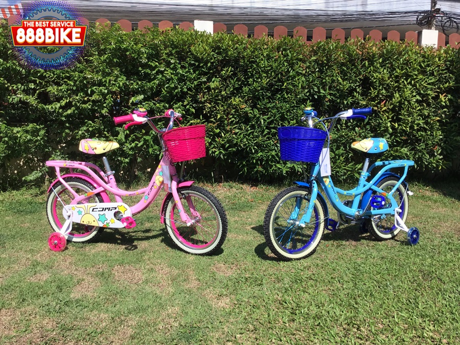 จักรยานเด็ก COMP Bonnie Kid bike วงล้อ 16 นิ้ว เฟรมเหล็ก พร้อมตะกร้าหน้า มีสีเขียวสีเดียว