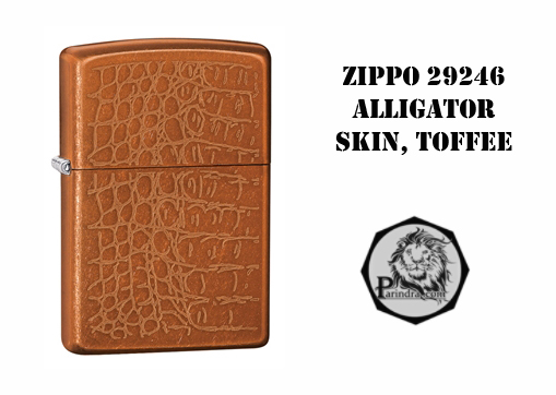 ไฟแช็ค Zippo แท้ ลวดลายหนังจรเข้ทองแดง "Zippo 29246 Alligator Skin, Toffee" แท้นำเข้า 100%