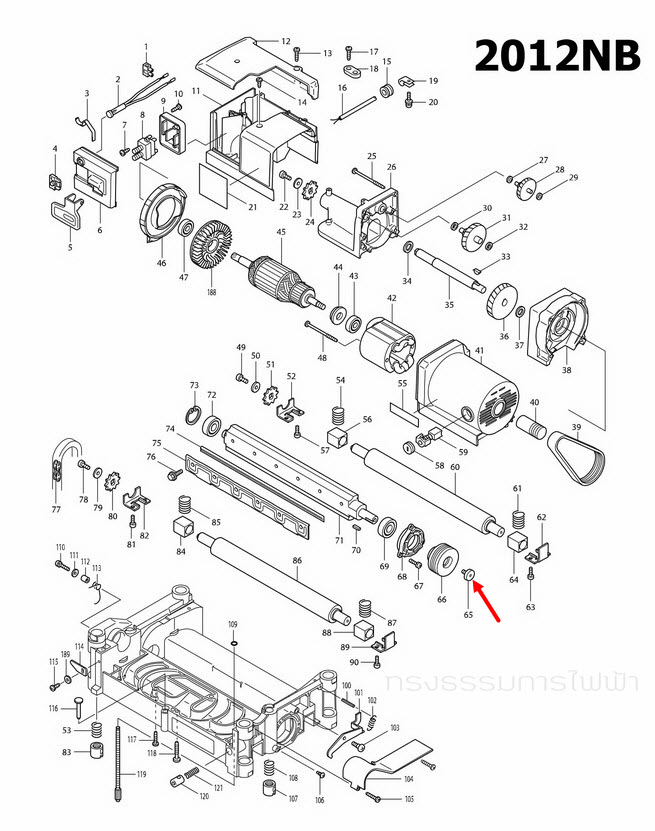 H.S.H BOLT M6X12 แท่นไสไม้ Makita-มากีต้า 2012NB [#65] Pn.265854-4 (แท้) ##