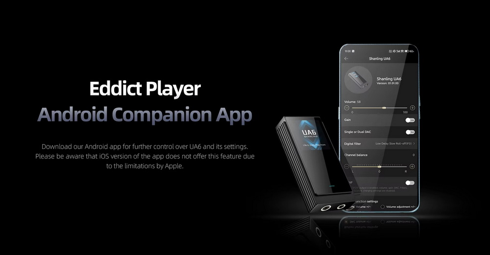 Shanling UA6 DAC/AMP พกพาชิป Cirrus Logic CS43131 x4 รองรับ 32bit/768kHz, Hi-Res ประกันศูนย์ไทย