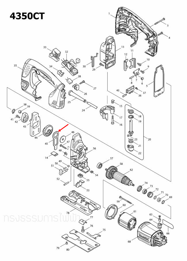 PUSH PLATE เลื่อยจิ๊กซอร์ Makita มากีต้า 4340CT, 4350CT [#45] Pn.345235-9 (แท้) ##