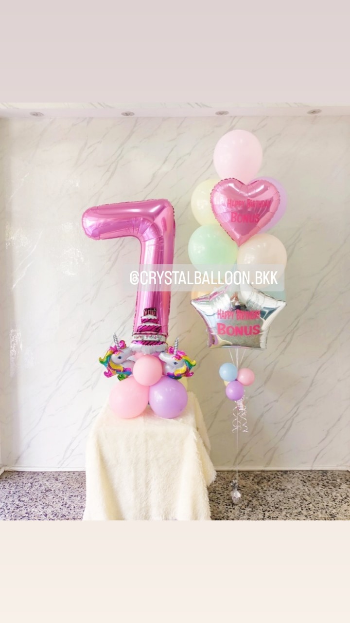 ลูกโป่ง วันเกิดเด็ก ช่อลูกโป่งฟอยล์หัวใจ ขนาด 18",ฟอยล์ดาว ขนาด 24" ช่อ 10 ลูก 1 ช่อ พร้อม ฟอยล์ตัวเลข ขนาด 40" ตั้งฐาน 1 ชิ้น พร้อมตกแต่ง สามารถเปลี่ยนสีลูกโป่ง/เปลี่ยนข้อความ/เปลี่ยนสี-ฟอยล์ตัวเลขได้