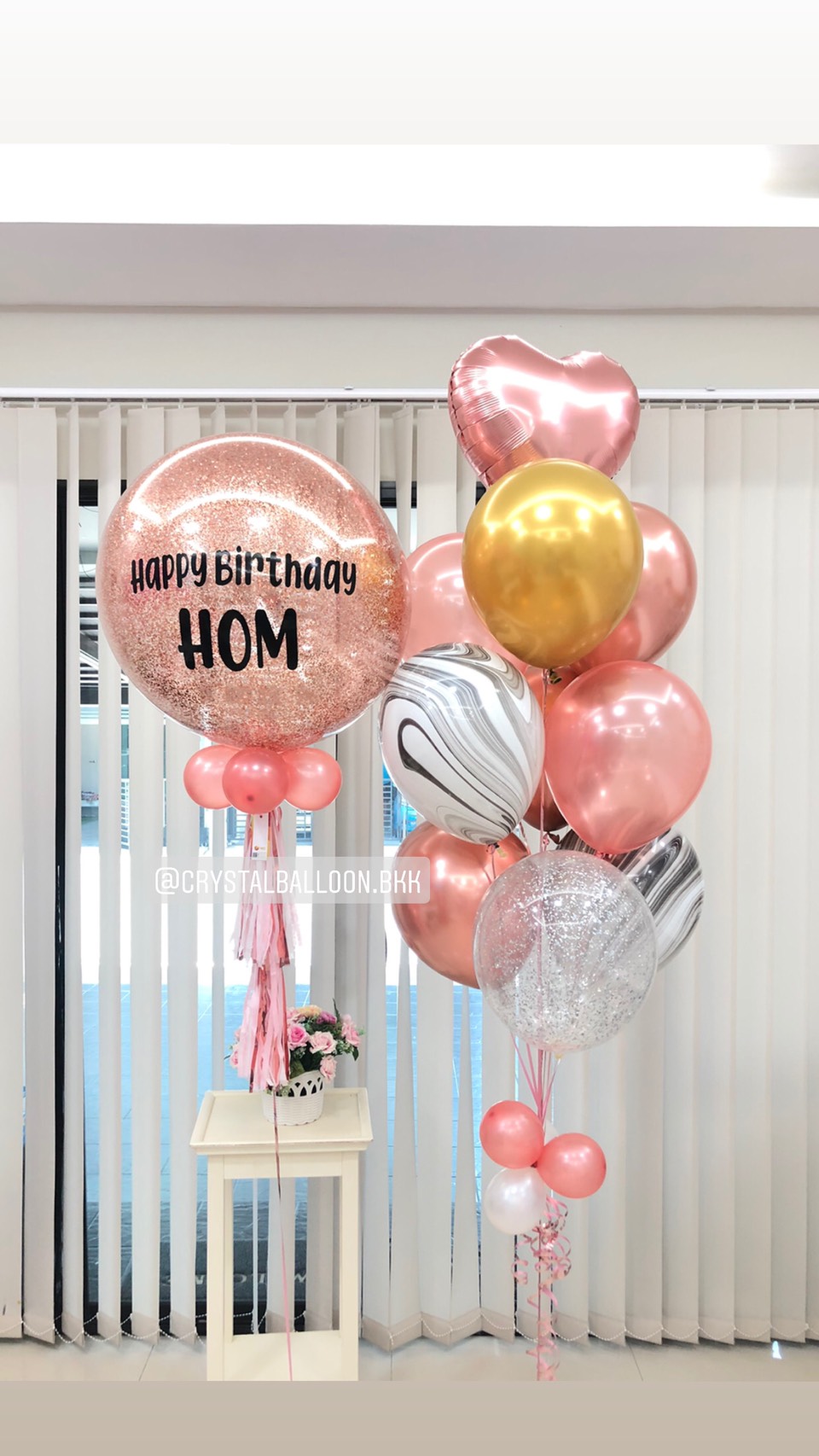 ลูกโป่ง วันเกิด Bubble ขนาด 24" สีโรสโกล พร้อม ช่อลูกโป่ง ช่อ 10 ลูก 1 ช่อ,ลูกโป่งลายหิน USA 2 ลูก,ลูกโป่งใส ใส่กลิตเตอร์,ฟอยล์หัวใจ ขนาด 18" 1 ชิ้น พร้อมตกเเต่ง สามารถเปลี่ยนสีลูกโป่ง/เปลี่ยนฟอยล์ตกแต่ง/เปลี่ยนข้อความ/เปลี่ยนขนาดได้