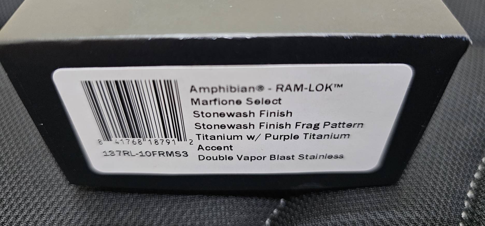 Microtech Marfione Select Amphibian RAM LOK Titanium Frag Handles & Stonewash M390MK w/ Double Vapor Blast & Purple Accents