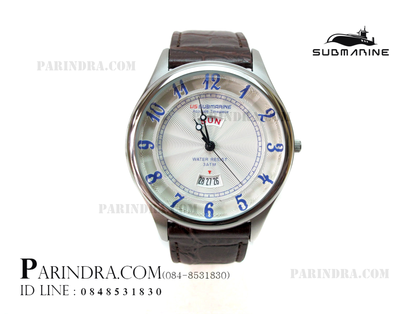 นาฬิกา US Submarine J105MDD หน้าปัดขาวขอบเงิน