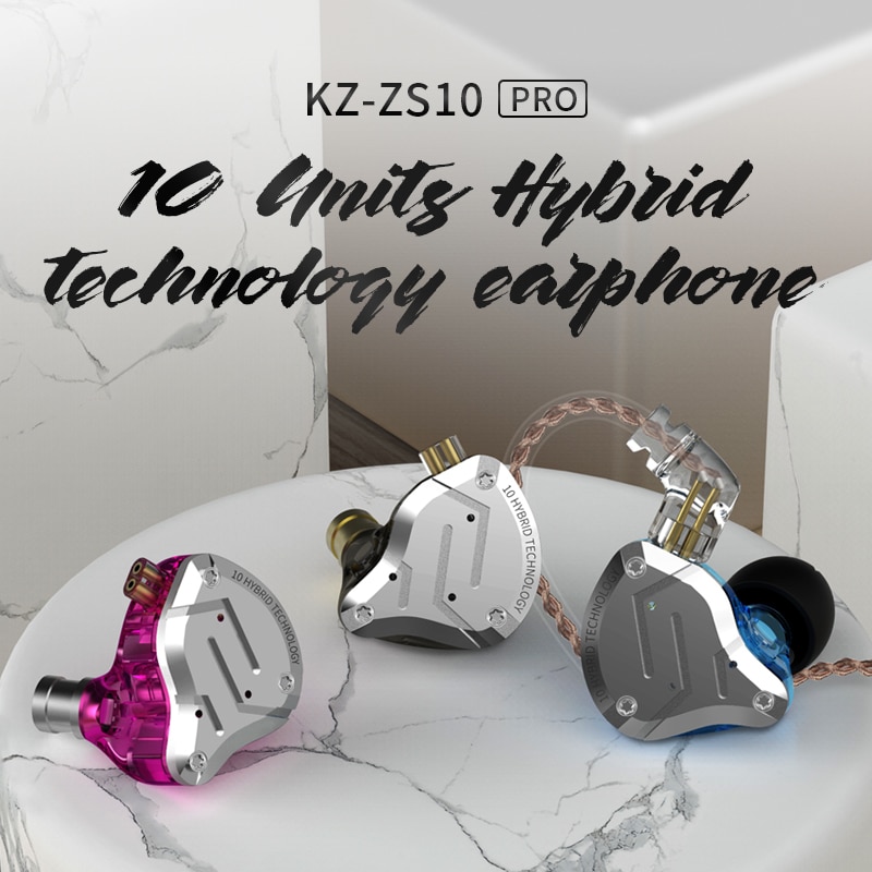 ขาย KZ ZS10 Pro หูฟัง Hybrid 5 ไดร์เวอร์ (4BA+1DD) รุ่นเพิ่มเบส ถอดสายได้