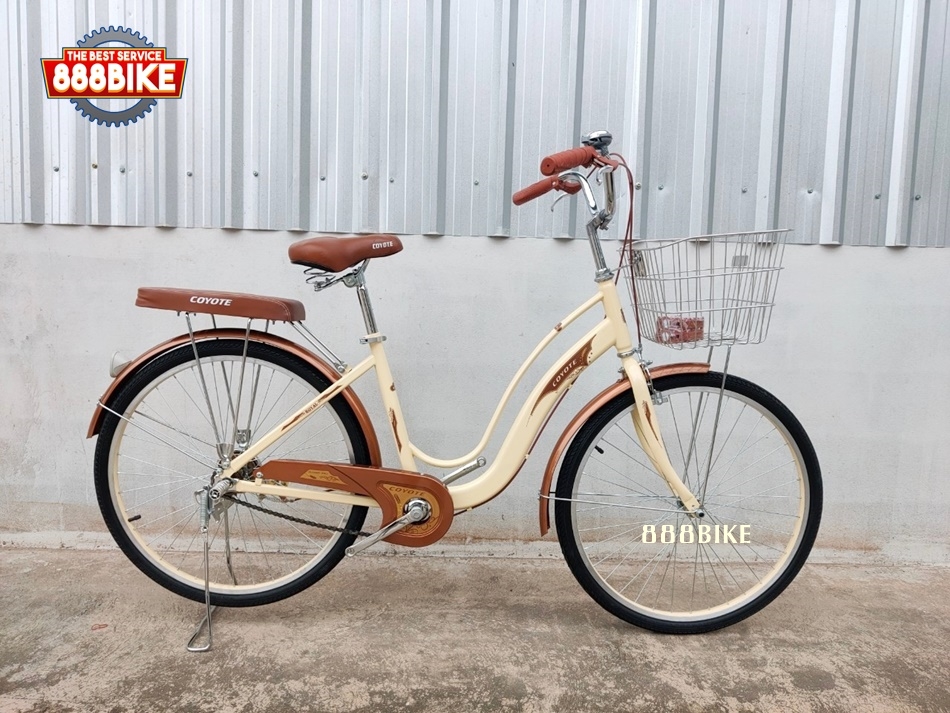 จักรยานแม่บ้าน COYOTE ROYAL ล้อ 26 นิ้ว ไม่มีเกียร์ ตะกร้าหน้าสเตนเลสขนาดใหญ่