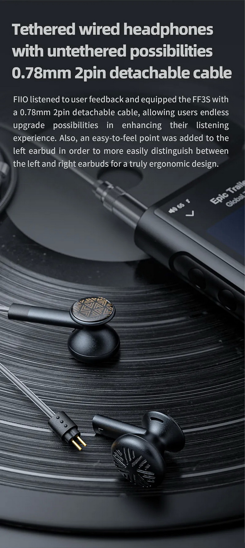 FiiO FF3S เอียบัดถอดสายได้ หูฟัง แบบ Drum ไดรเวอร์ Dynamic ไดอะแฟรมชุบ Beryllium ประกันศูนย์ไทย