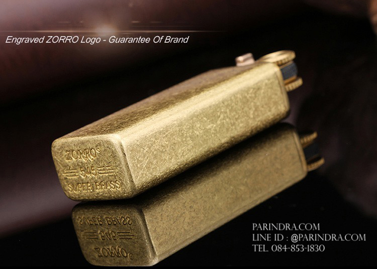 ไฟแช็กน้ำมัน ZORRO Premium Lighter 545 ทองเหลืองทั้งตัว