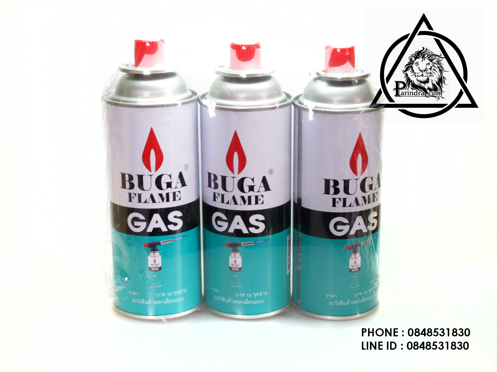 แก๊สสวมหัวปีนแก๊ส แก๊สกระป๋องฝาแดง ขนาดบรรจุ 375ml BUGA FLAME GAS refill แก๊สกระป๋อง