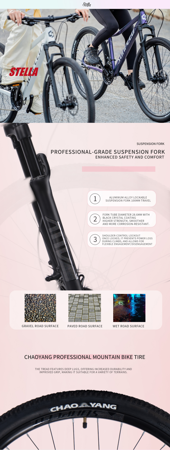 จักรยานเสือภูเขาผู้หญิง SUNPEED 2025 STELLA MTB 27.5" อลูมิเนียมเฟรม – พร้อมชุดเกียร์ Shimano 24 สปีด และเบรกไฮดรอลิก